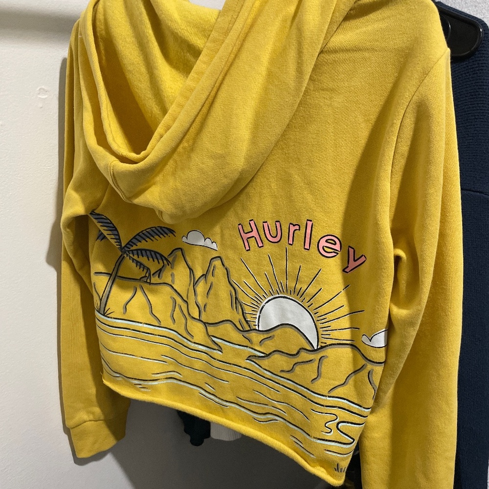Hurley Yellow Hawaii Coast Cut Off Hoodie